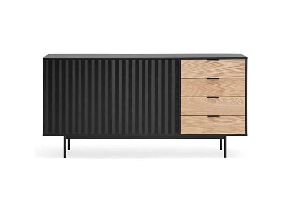 Sierra - Buffet en bois 2 portes 4 tiroirs L159,2cm : Couleur - Noir