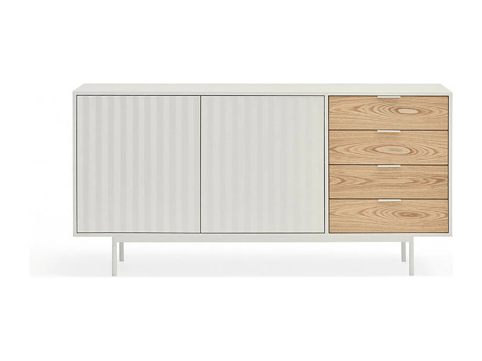 Sierra - Buffet en bois 2 portes 4 tiroirs L159,2cm : Couleur - Blanc