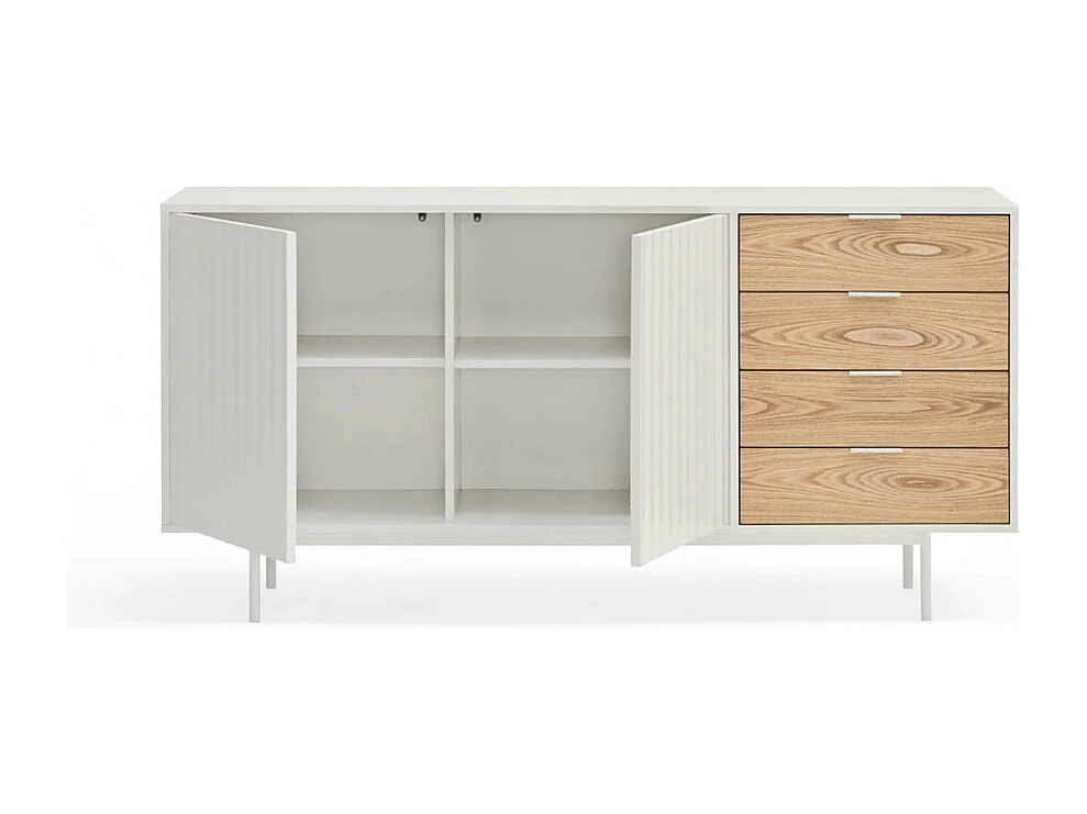 Sierra - Buffet en bois 2 portes 4 tiroirs L159,2cm : Couleur - Blanc