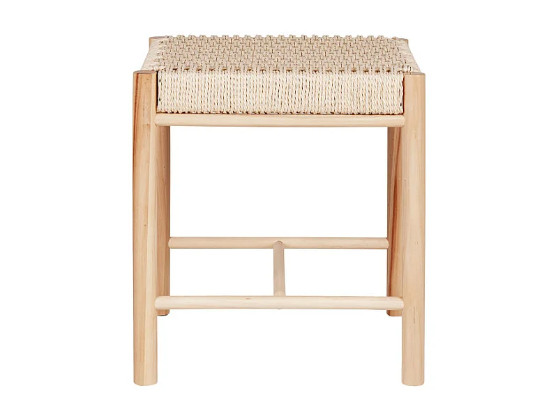 Abano - Tabouret en bois et corde H46,5cm - Naturel