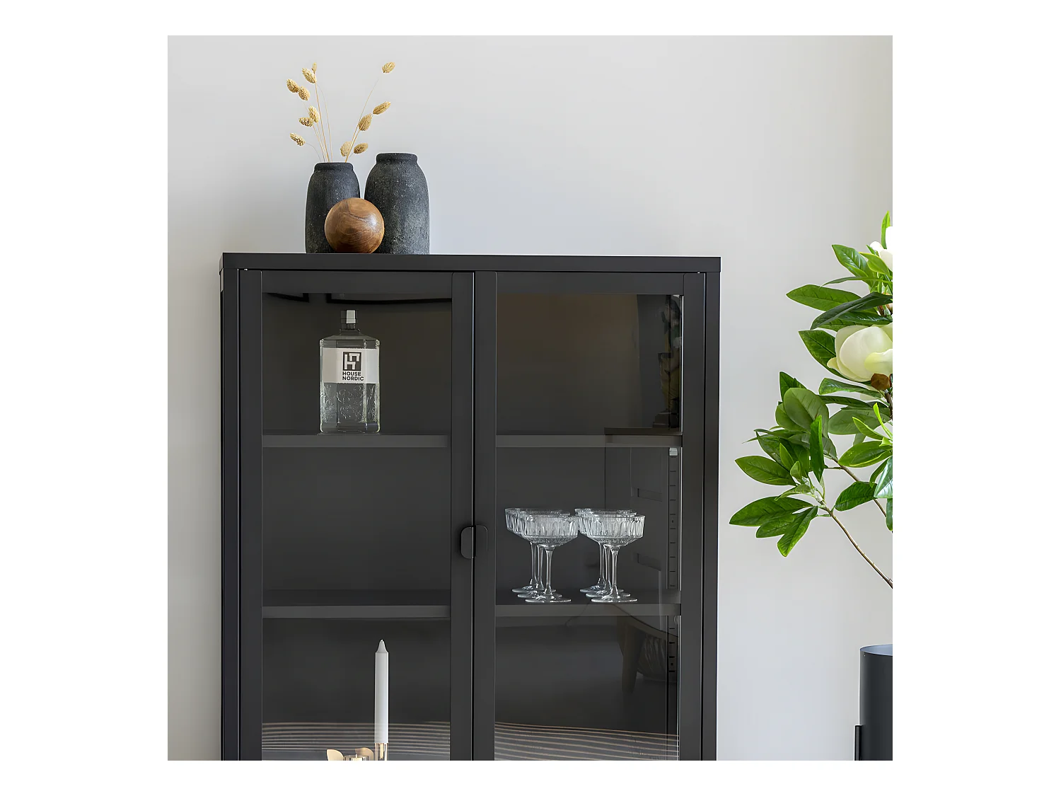 Brisbane - Vaisselier en verre et métal H101,5cm - Noir