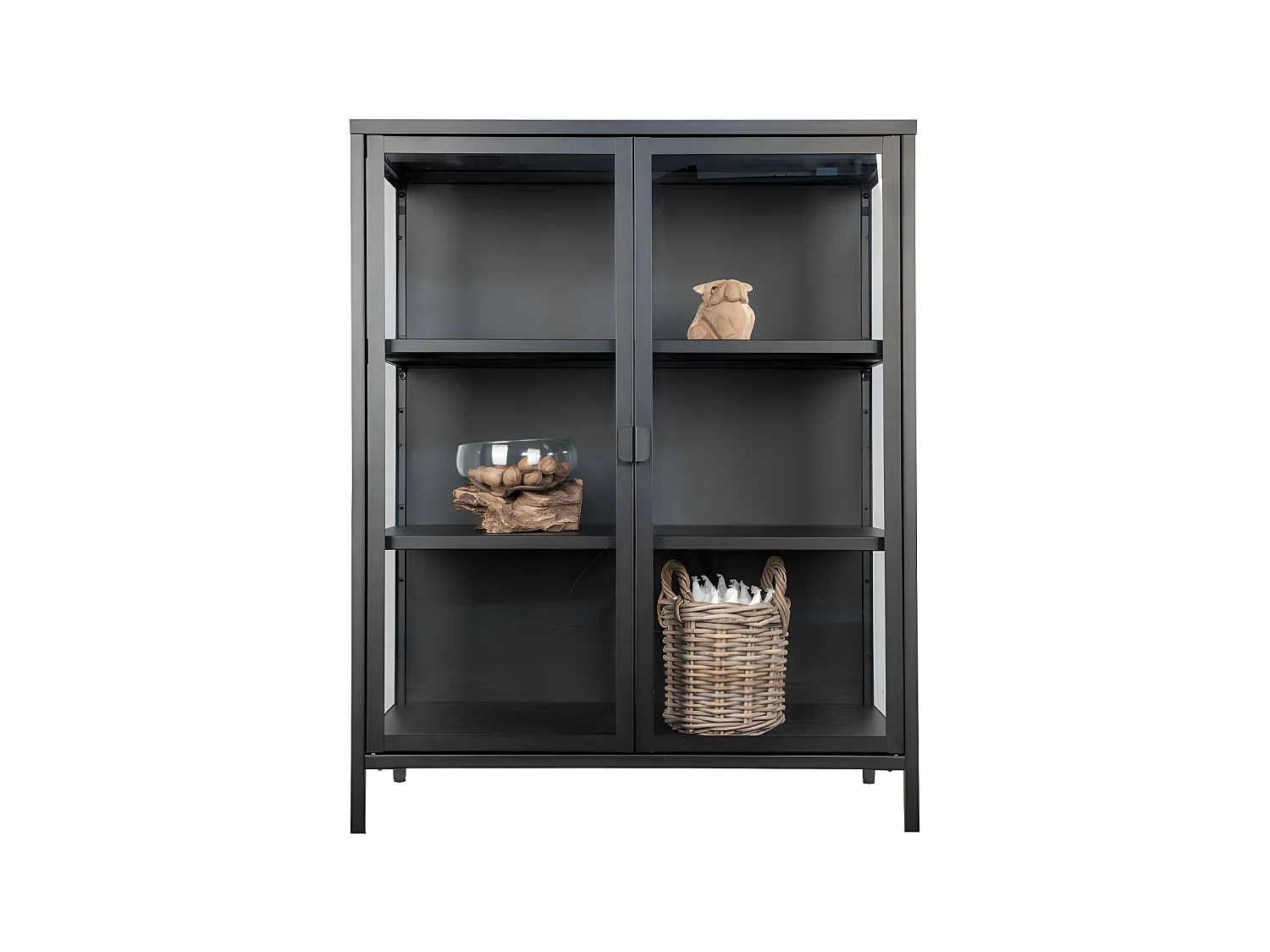 Brisbane - Vaisselier en verre et métal H101,5cm - Noir