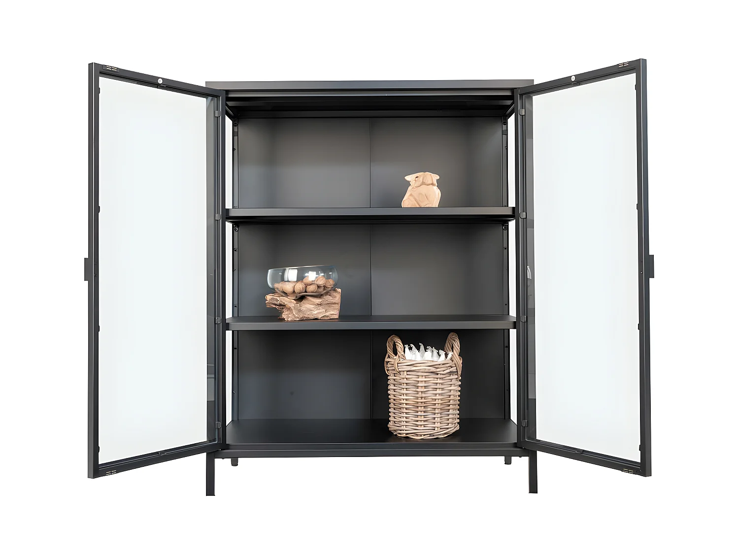 Brisbane - Vaisselier en verre et métal H101,5cm - Noir