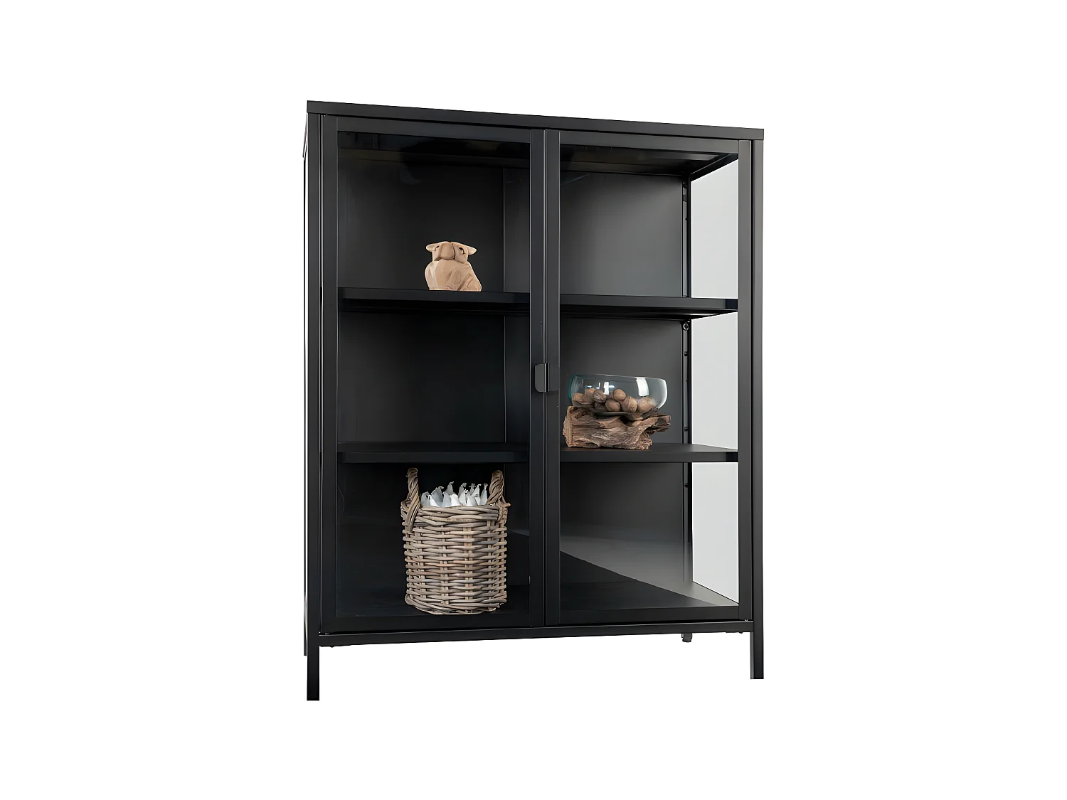 Brisbane vitrinekast hoogte 101,5 cm, zwart.