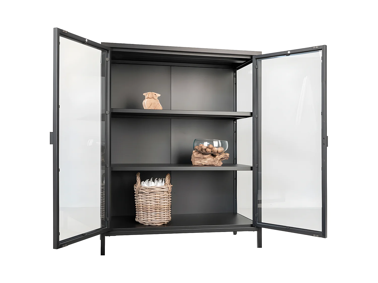 Brisbane vitrinekast hoogte 101,5 cm, zwart.