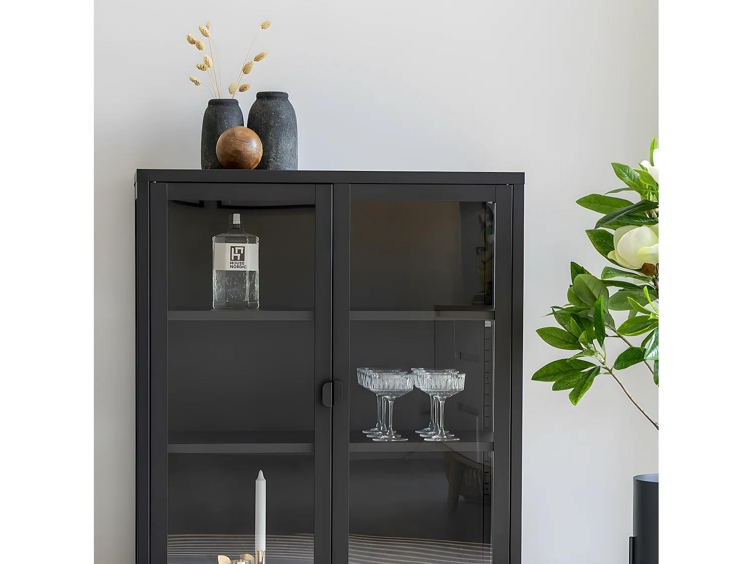 Brisbane - Vaisselier en verre et métal H101,5cm - Noir