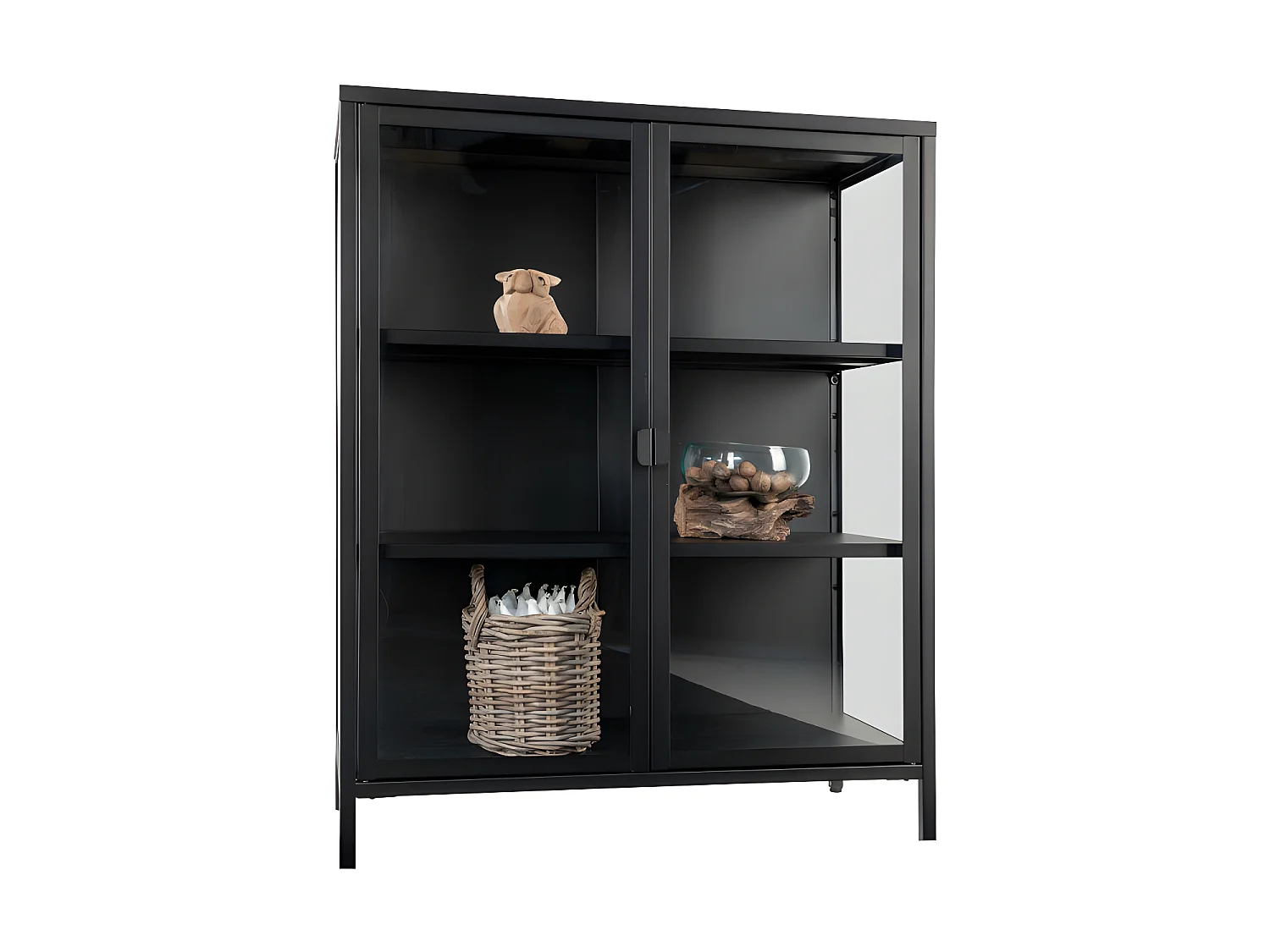 Brisbane - Vaisselier en verre et métal H101,5cm - Noir