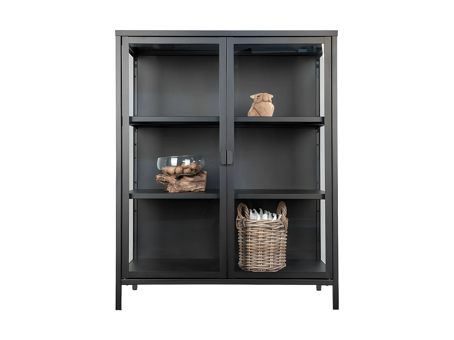 Brisbane - Vaisselier en verre et métal H101,5cm - Noir