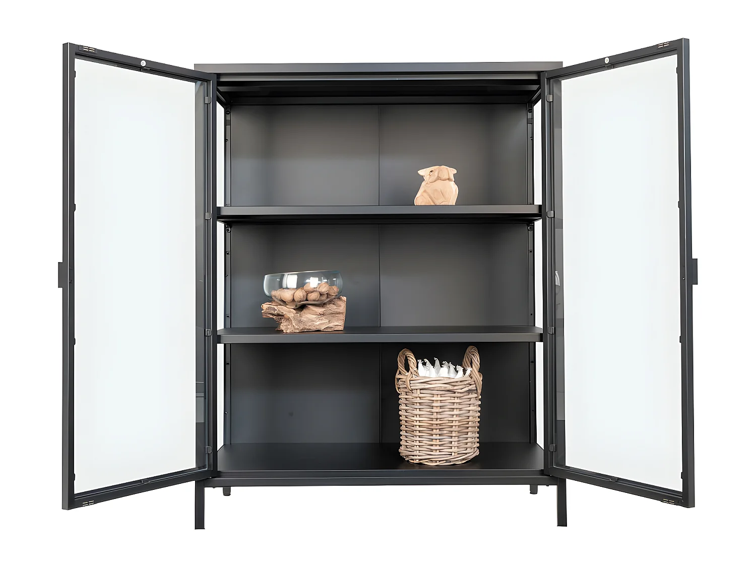 Brisbane - Vaisselier en verre et métal H101,5cm - Noir