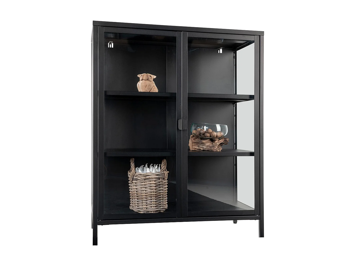 Brisbane Armoire vitrine, hauteur 101,5 cm, noir.