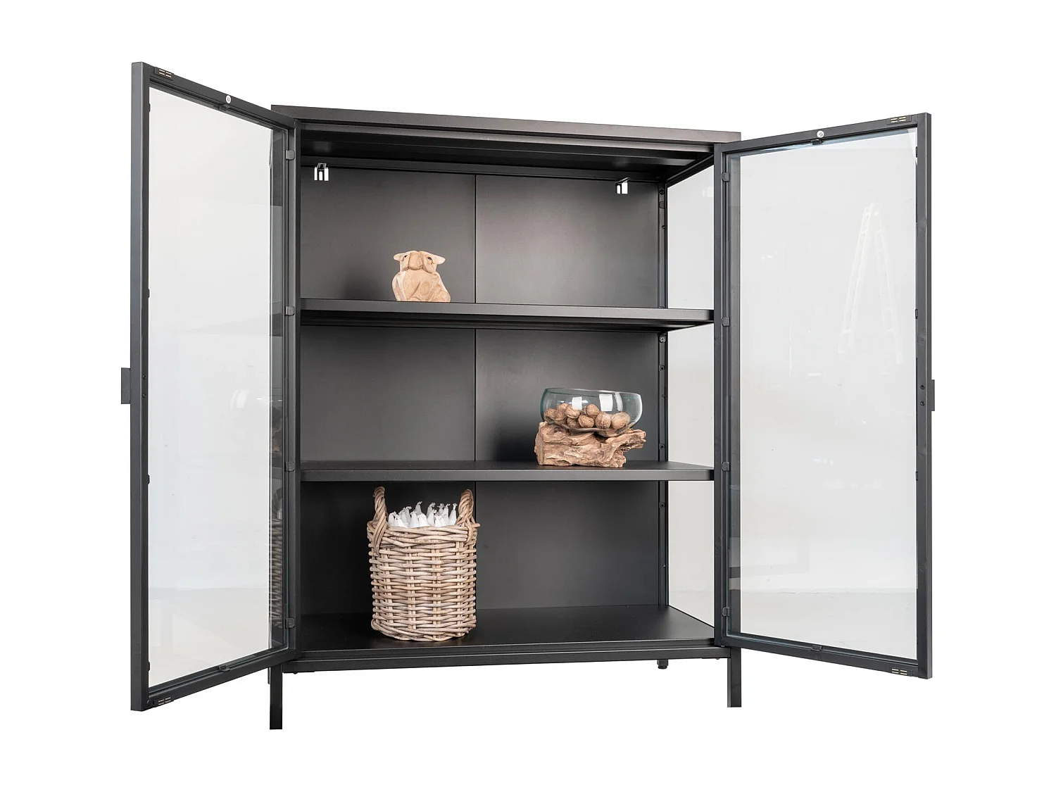 Brisbane Armoire vitrine, hauteur 101,5 cm, noir.
