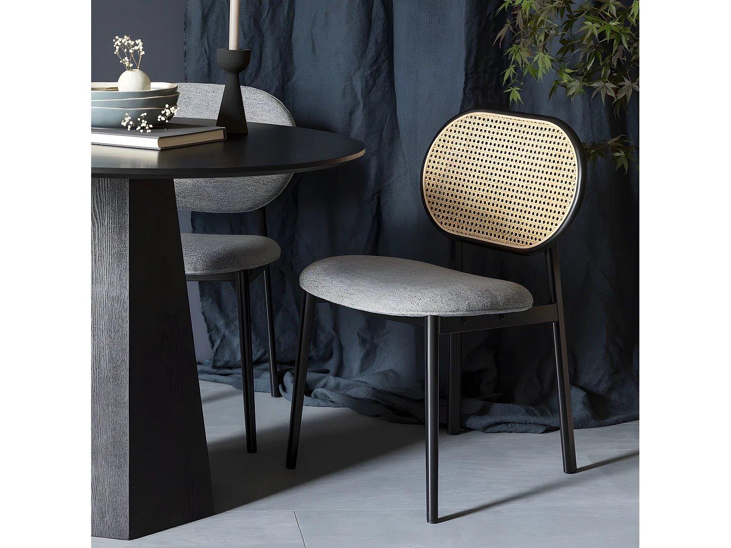 Spike - Chaise en tissu - Gris clair