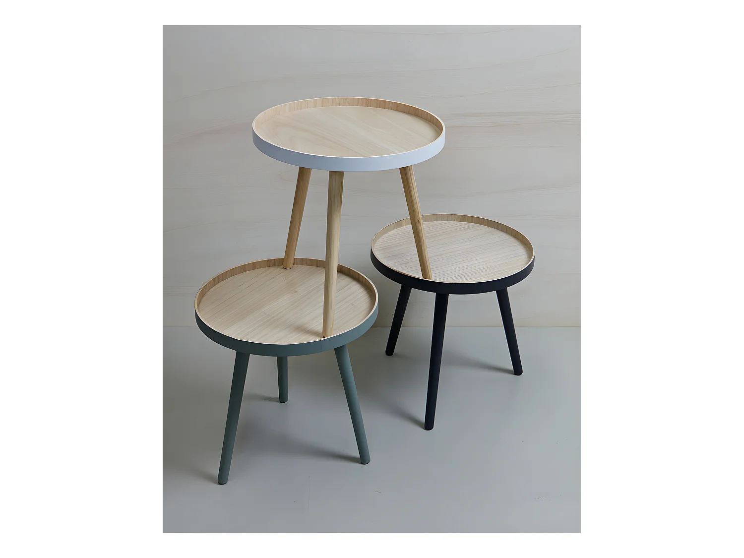 False - Table basse ronde trépied - Vert pistache