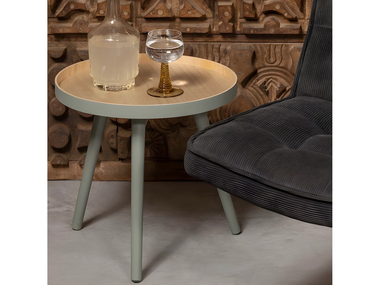 False - Table basse ronde trépied - Vert pistache