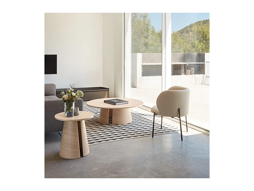 Cep - Table basse ronde en bois ø110cm - Bois blanchi