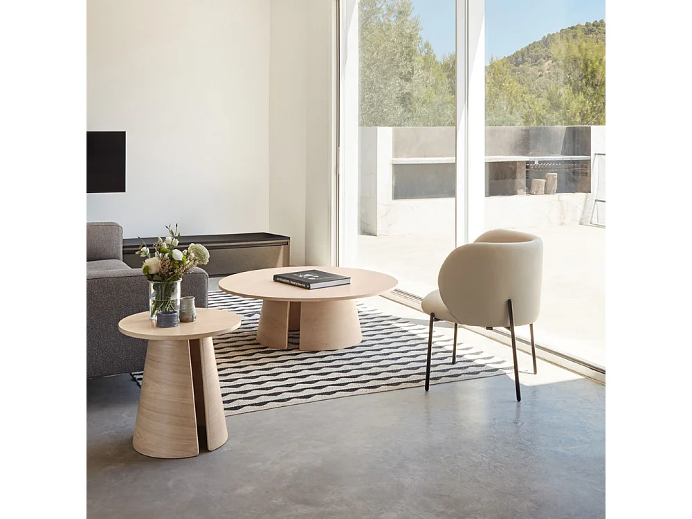 Cep - Table basse ronde en bois ø110cm - Bois blanchi