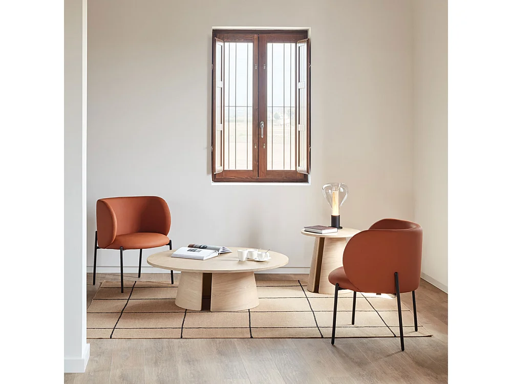 Cep - Table basse ronde en bois ø110cm - Bois blanchi