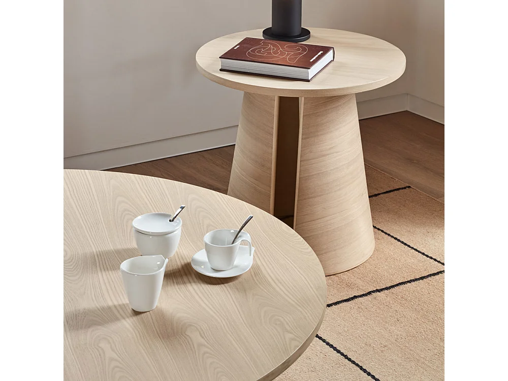 Cep - Table basse ronde en bois ø110cm - Bois blanchi