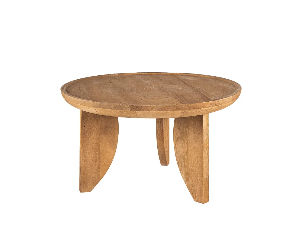 Jepara - Table basse ronde en bois massif ø84cm - Bois clair