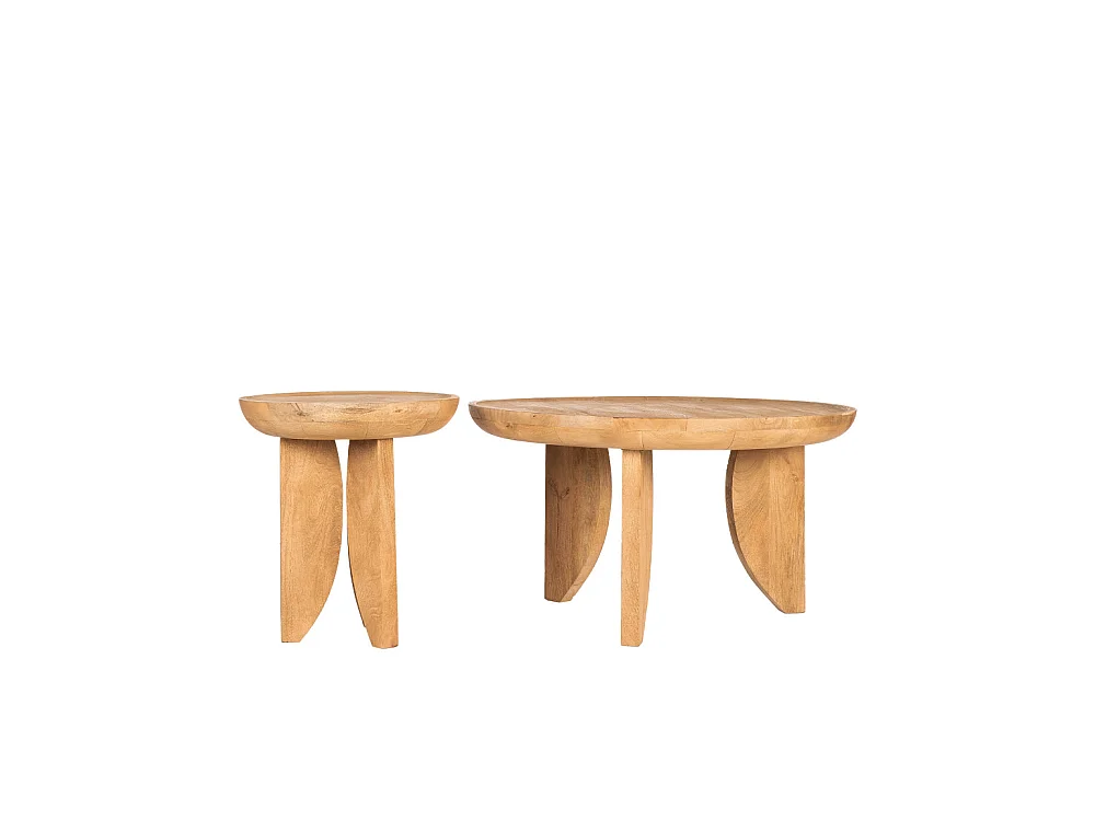 Jepara - Table basse ronde en bois massif ø84cm - Bois clair