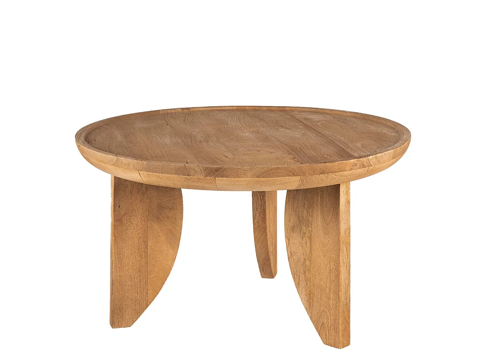 Jepara - Table basse ronde en bois massif ø84cm - Bois clair