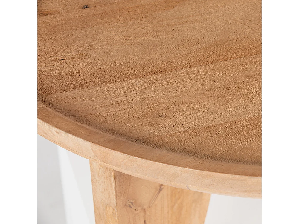 Jepara - Table basse ronde en bois massif ø84cm - Bois clair