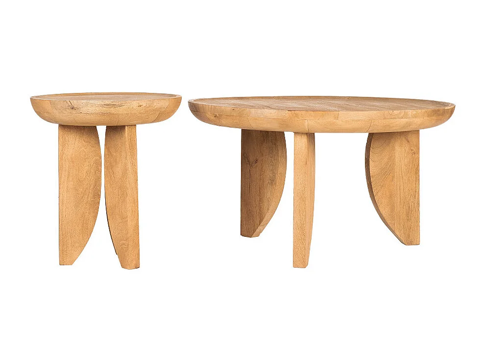 Jepara - Table basse ronde en bois massif ø84cm - Bois clair