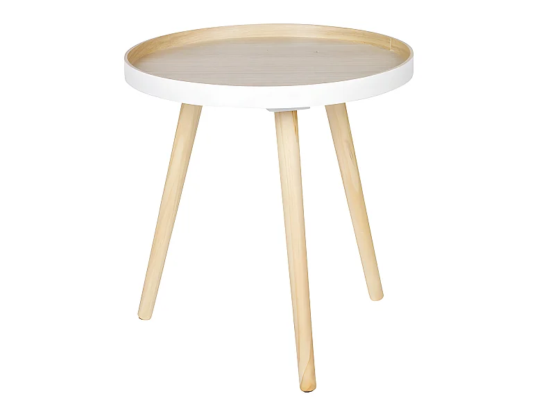 False - Table basse ronde trépied - Bois clair
