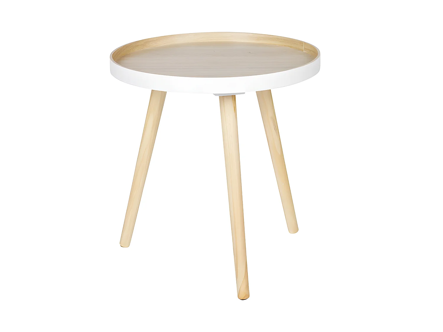False - Table basse ronde trépied - Bois clair