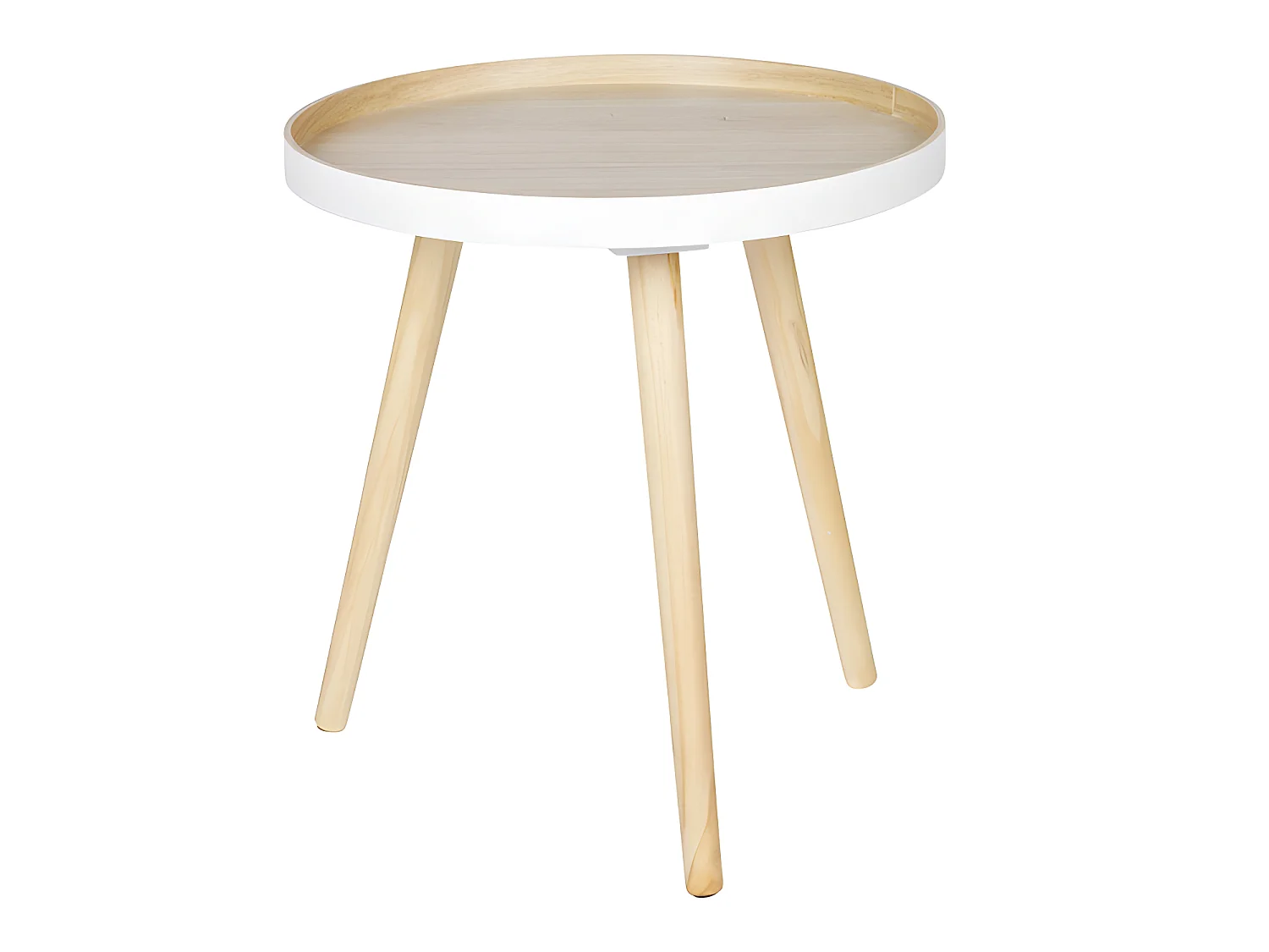 False - Table basse ronde trépied - Bois clair
