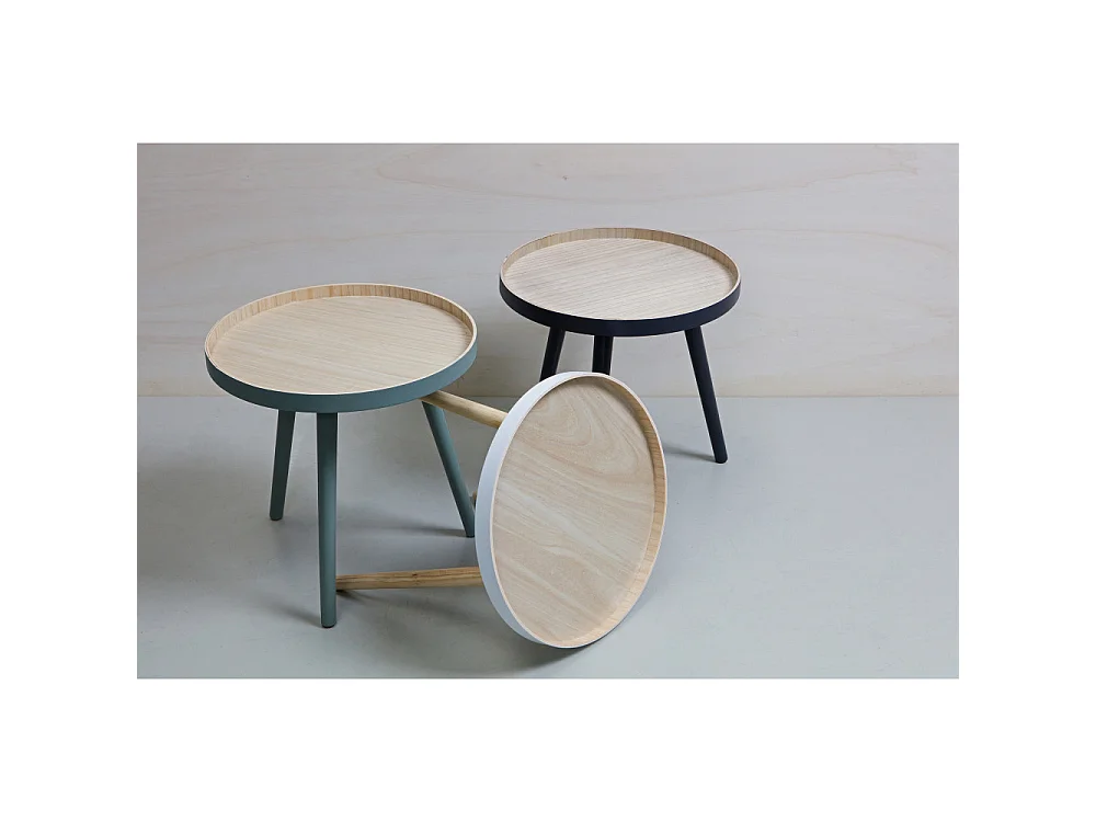 False - Table basse ronde trépied - Bois clair