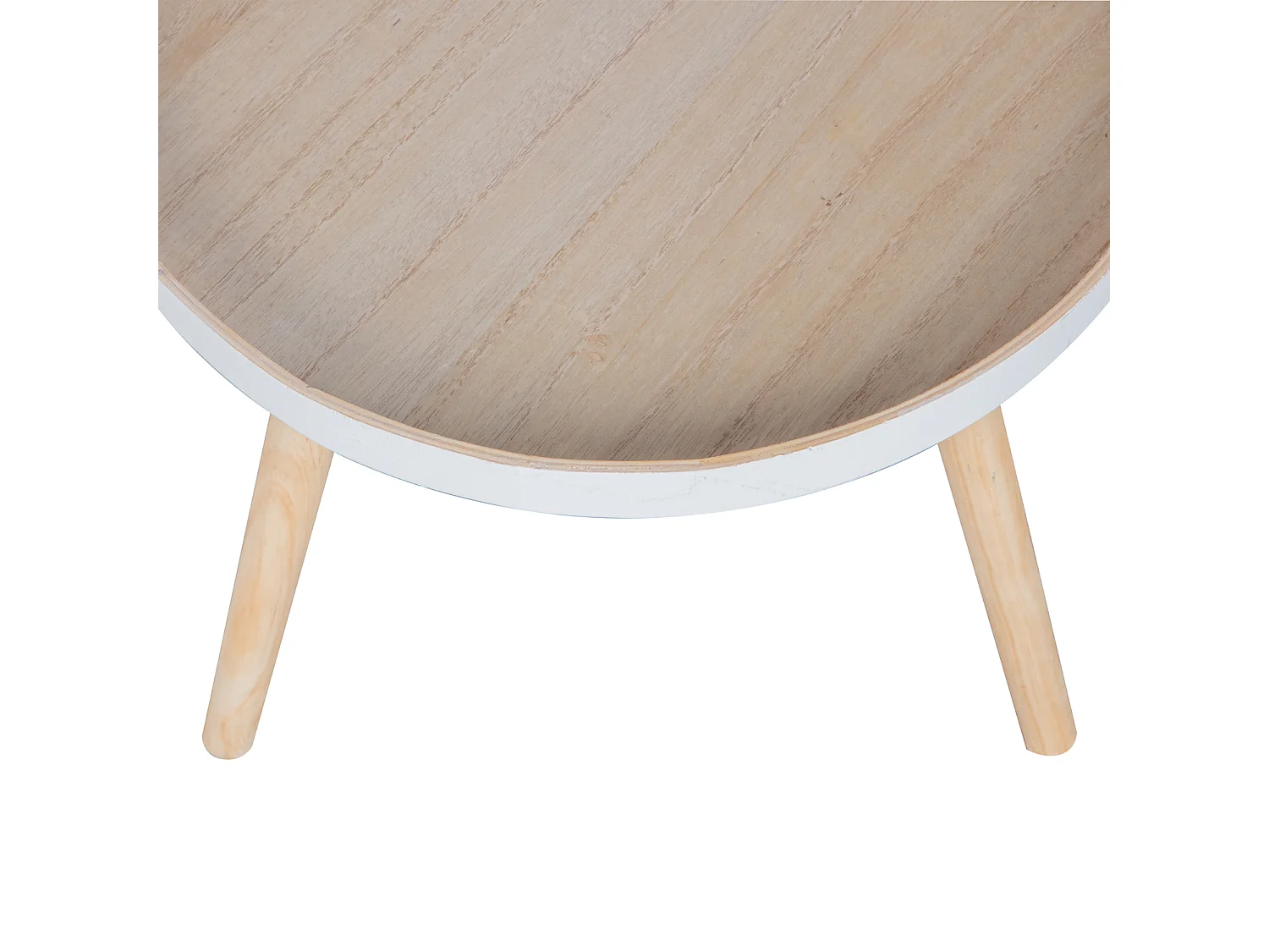 False - Table basse ronde trépied - Bois clair