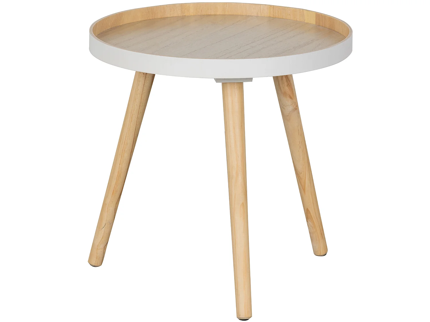 False - Table basse ronde trépied - Bois clair