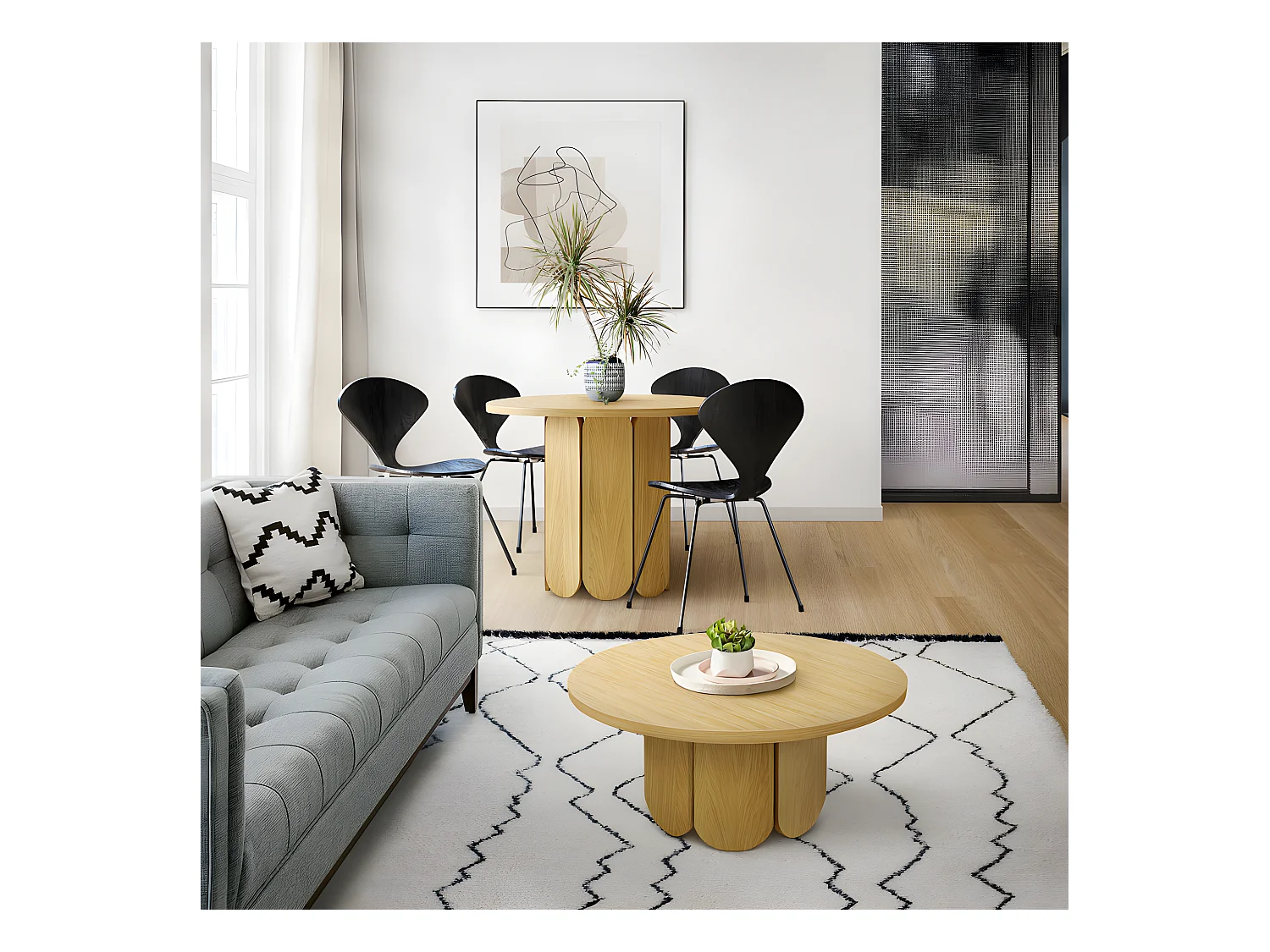 Table Basse Ronde Design "Soft" 78cm Naturel