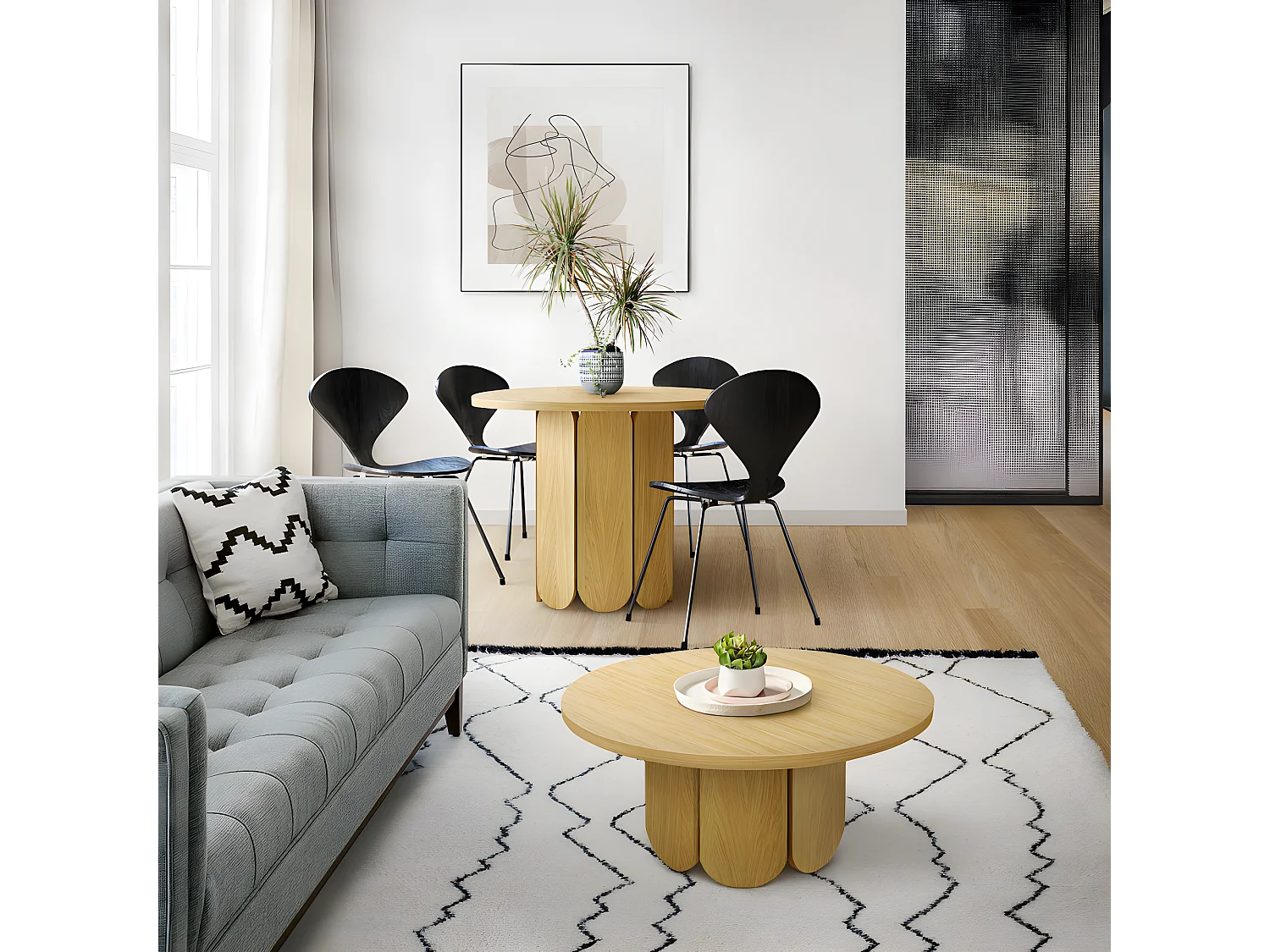 Table Basse Ronde Design "Soft" 78cm Naturel