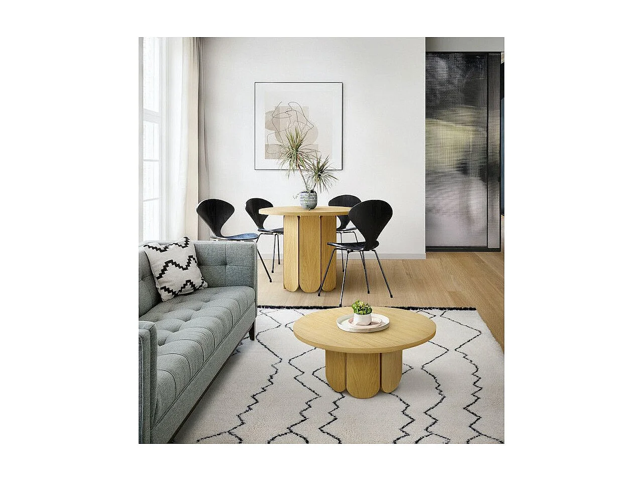 Table Basse Ronde Design "Soft" 78cm Naturel