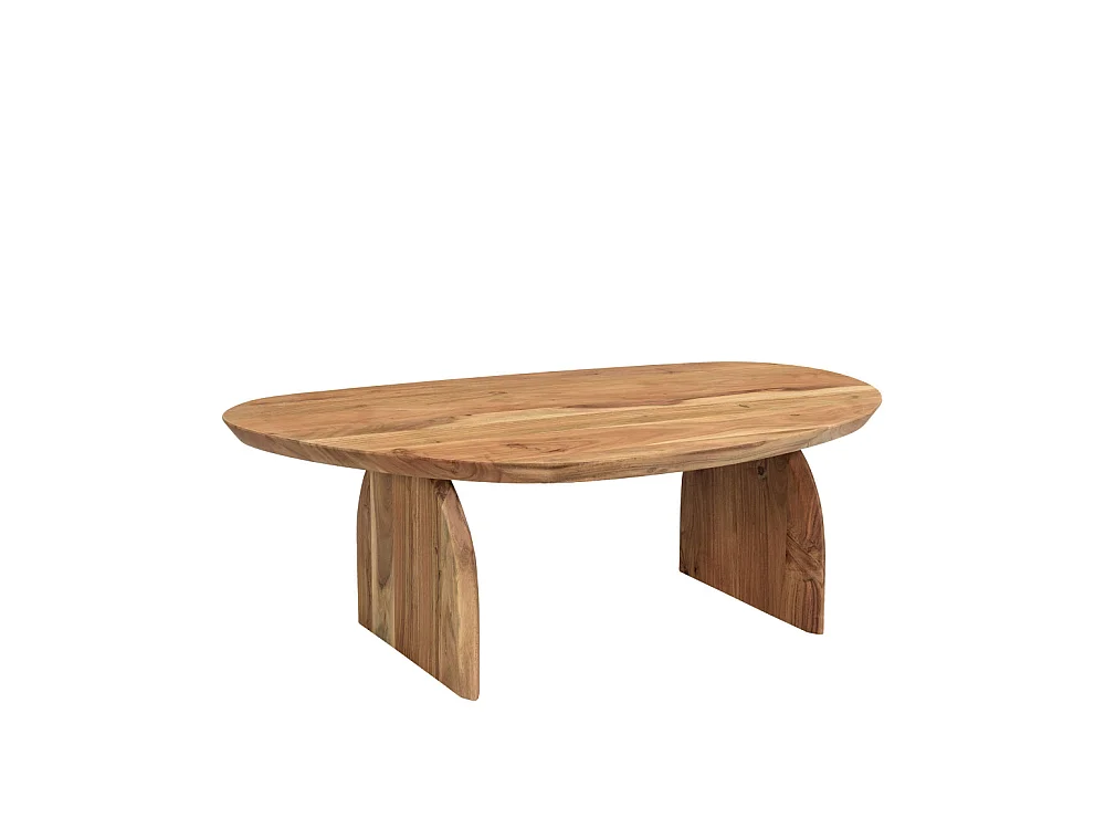 Malang - Table basse organique en bois massif d'acacia - Bois foncé