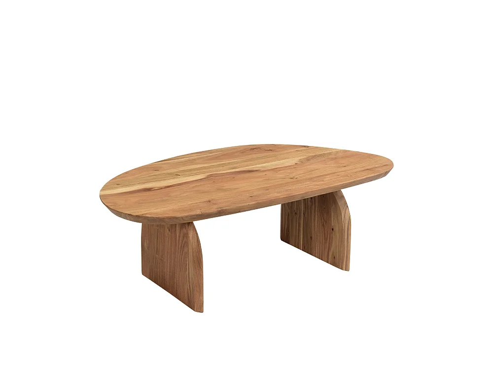 Malang - Table basse organique en bois massif d'acacia - Bois foncé