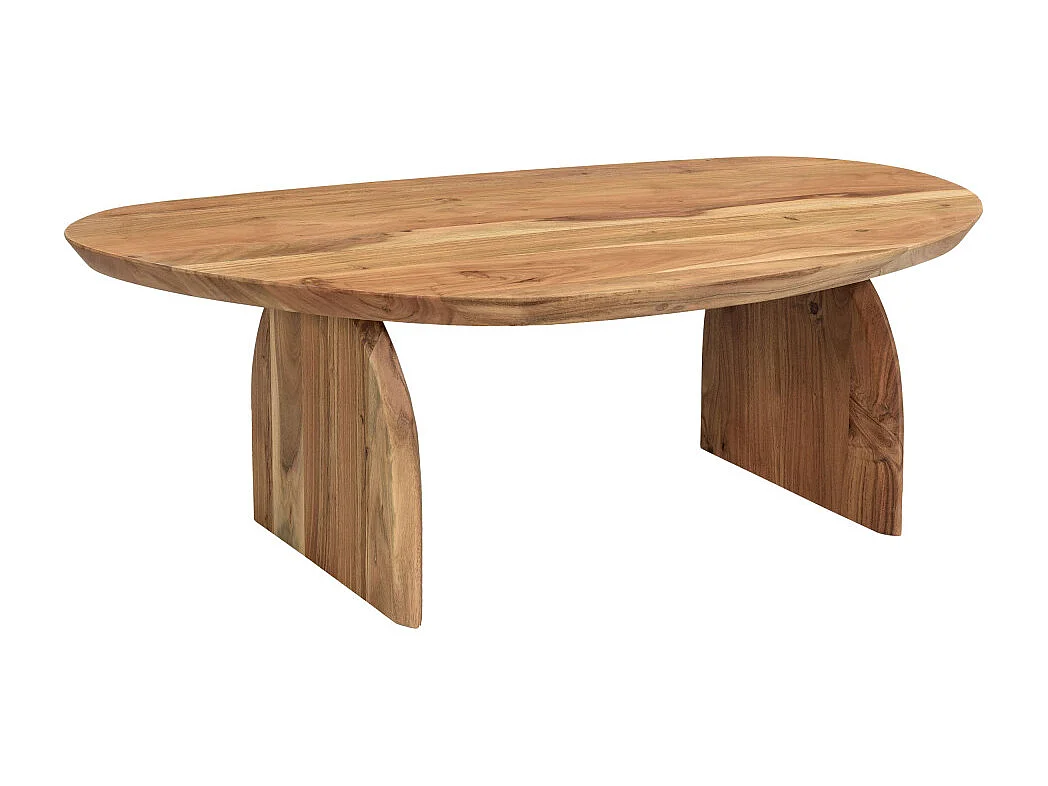 Malang - Table basse organique en bois massif d'acacia - Bois foncé