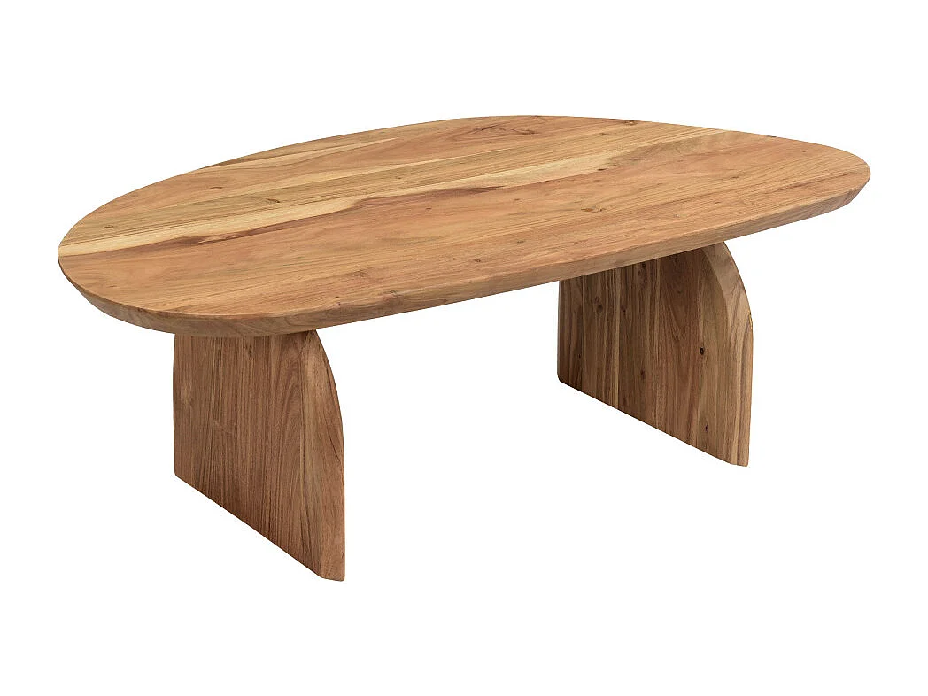 Malang - Table basse organique en bois massif d'acacia - Bois foncé