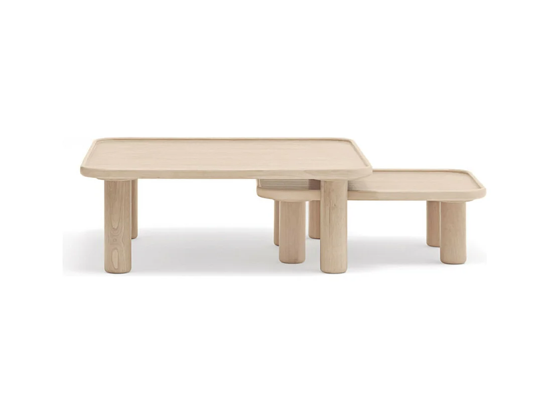 Nest - 2 tables basses gigognes carrées en bois - Couleur - Bois clair