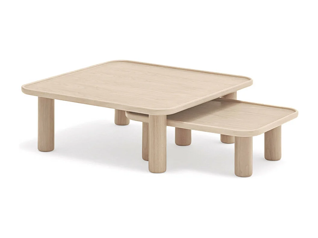 Nest - 2 tables basses gigognes carrées en bois - Couleur - Bois clair