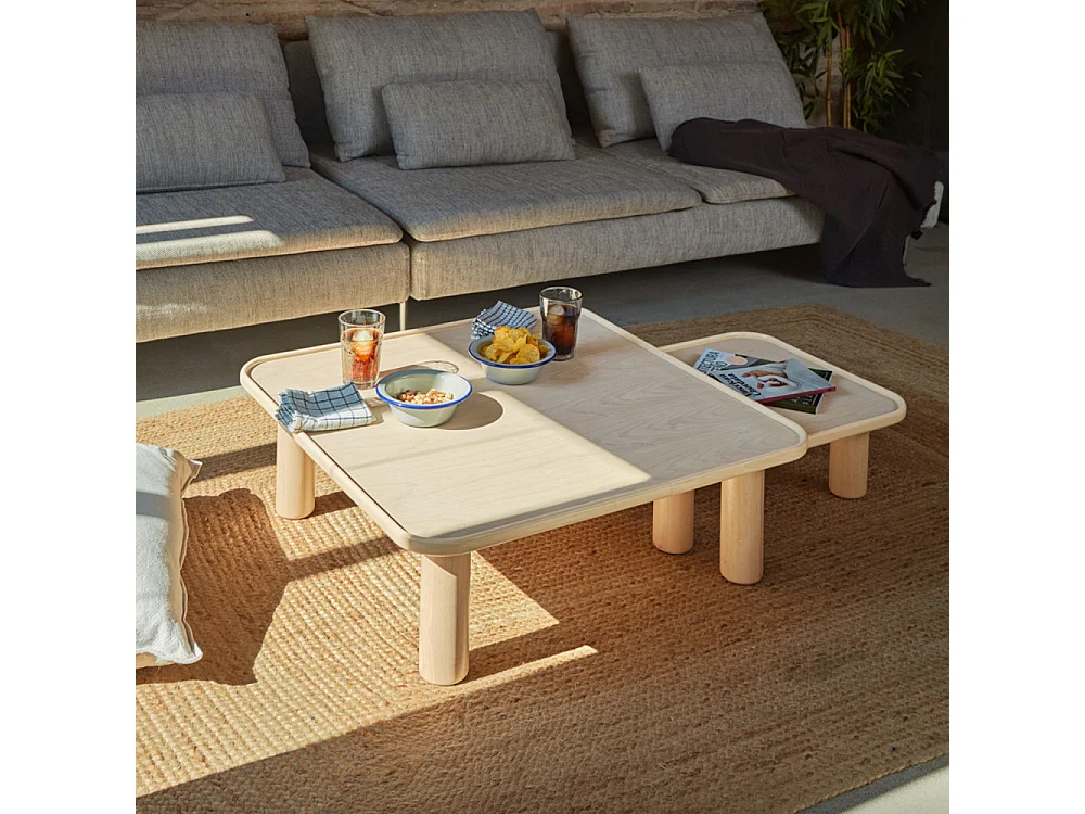 Nest - 2 tables basses gigognes carrées en bois - Couleur - Bois clair