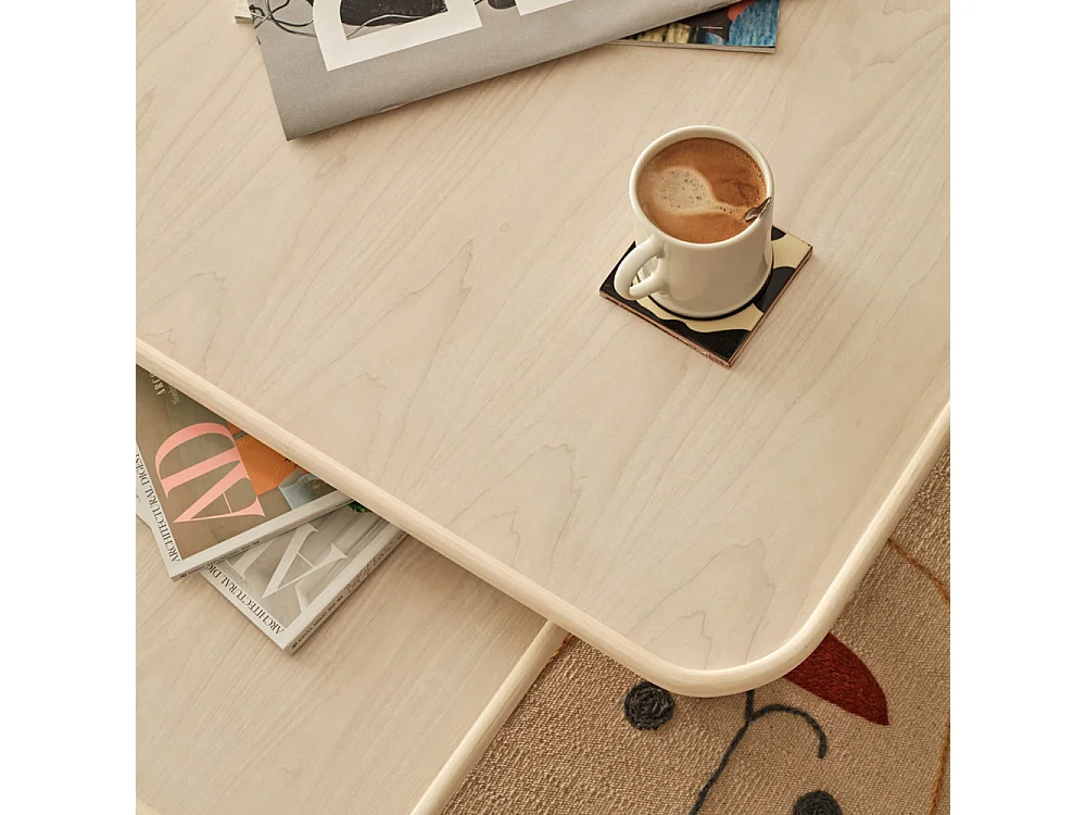 Nest - 2 tables basses gigognes carrées en bois - Couleur - Bois clair