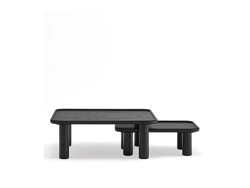 Nest - 2 tables basses gigognes carrées en bois - Couleur - Noir