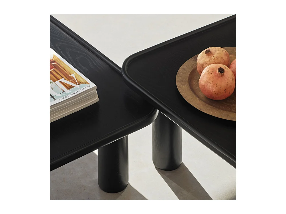 Nest - 2 tables basses gigognes carrées en bois - Couleur - Noir