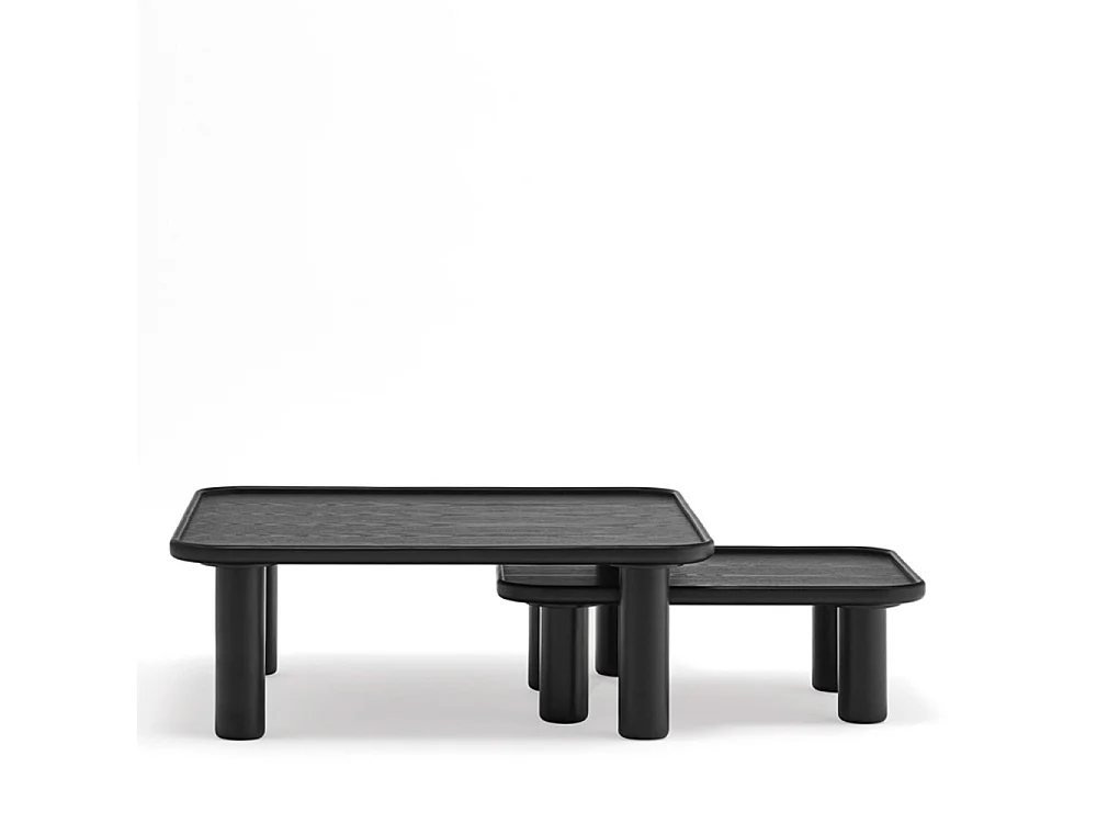 Nest - 2 tables basses gigognes carrées en bois - Couleur - Noir