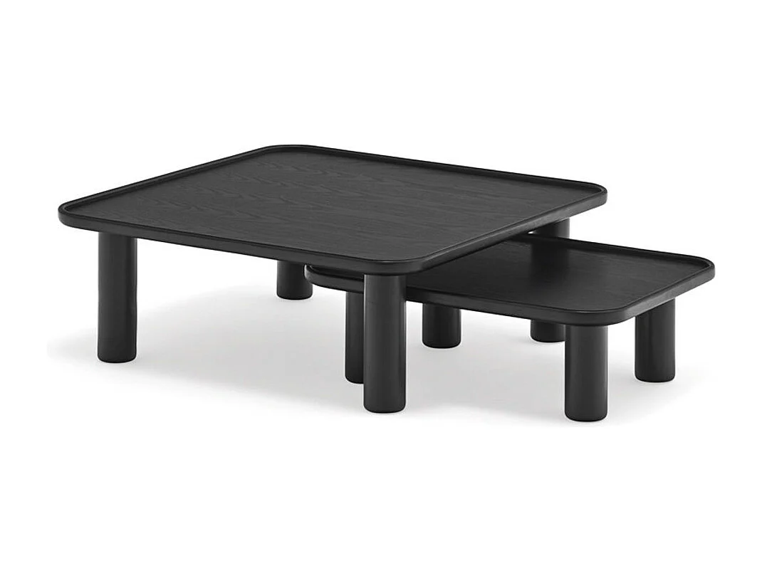 Nest - 2 tables basses gigognes carrées en bois - Couleur - Noir