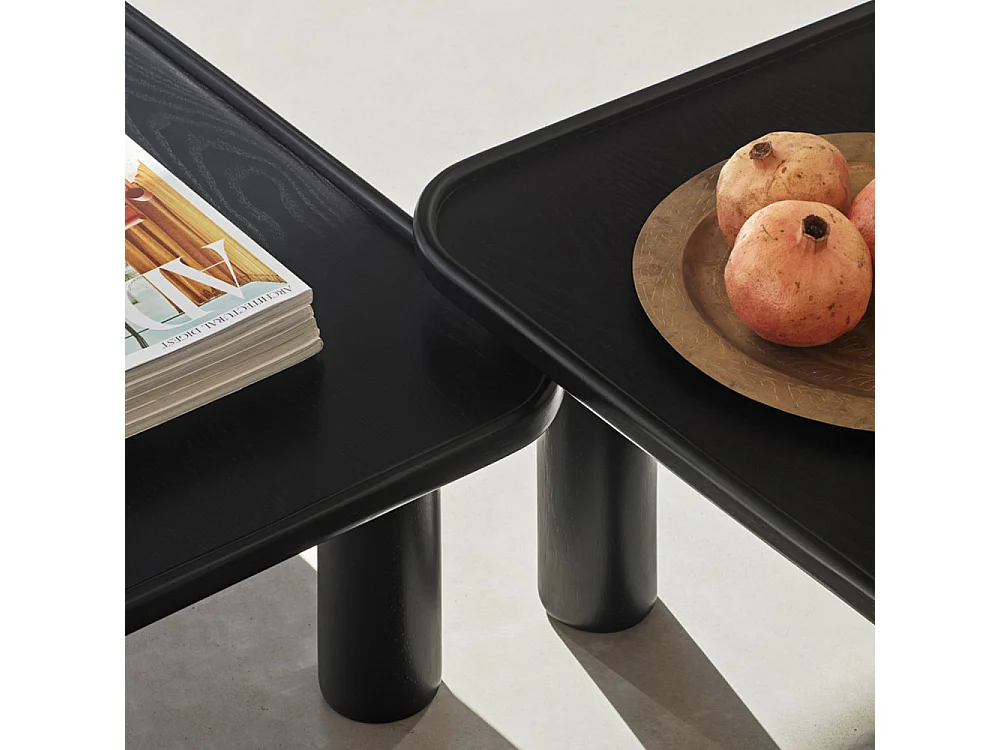 Nest - 2 tables basses gigognes carrées en bois - Couleur - Noir