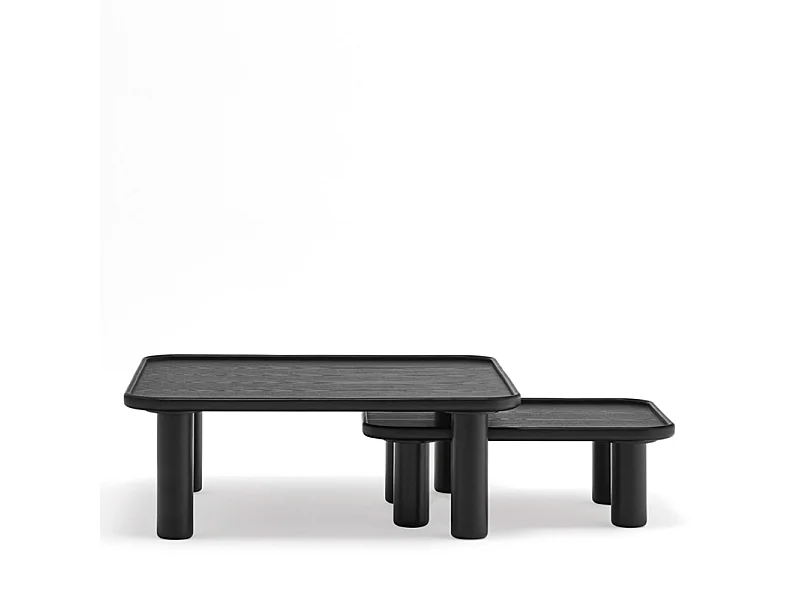 Nest - 2 tables basses gigognes carrées en bois - Couleur - Noir